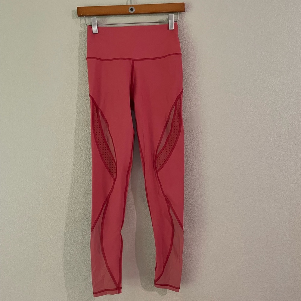 aerie coral Mesh-Panel High-Waist Leggings